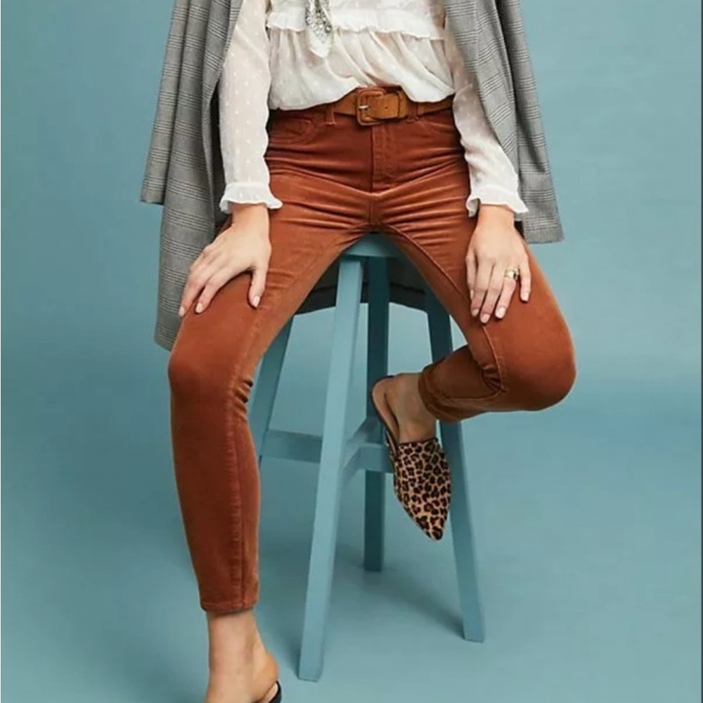 Pilcro and the Letterpress High Rise Skinny Corduroy Jeans Cedar Rust Orange